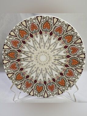 Pottery Barn 2 PAISLEY BROWN 8.75" Salad Plate Mid Century Textile Print. NWT